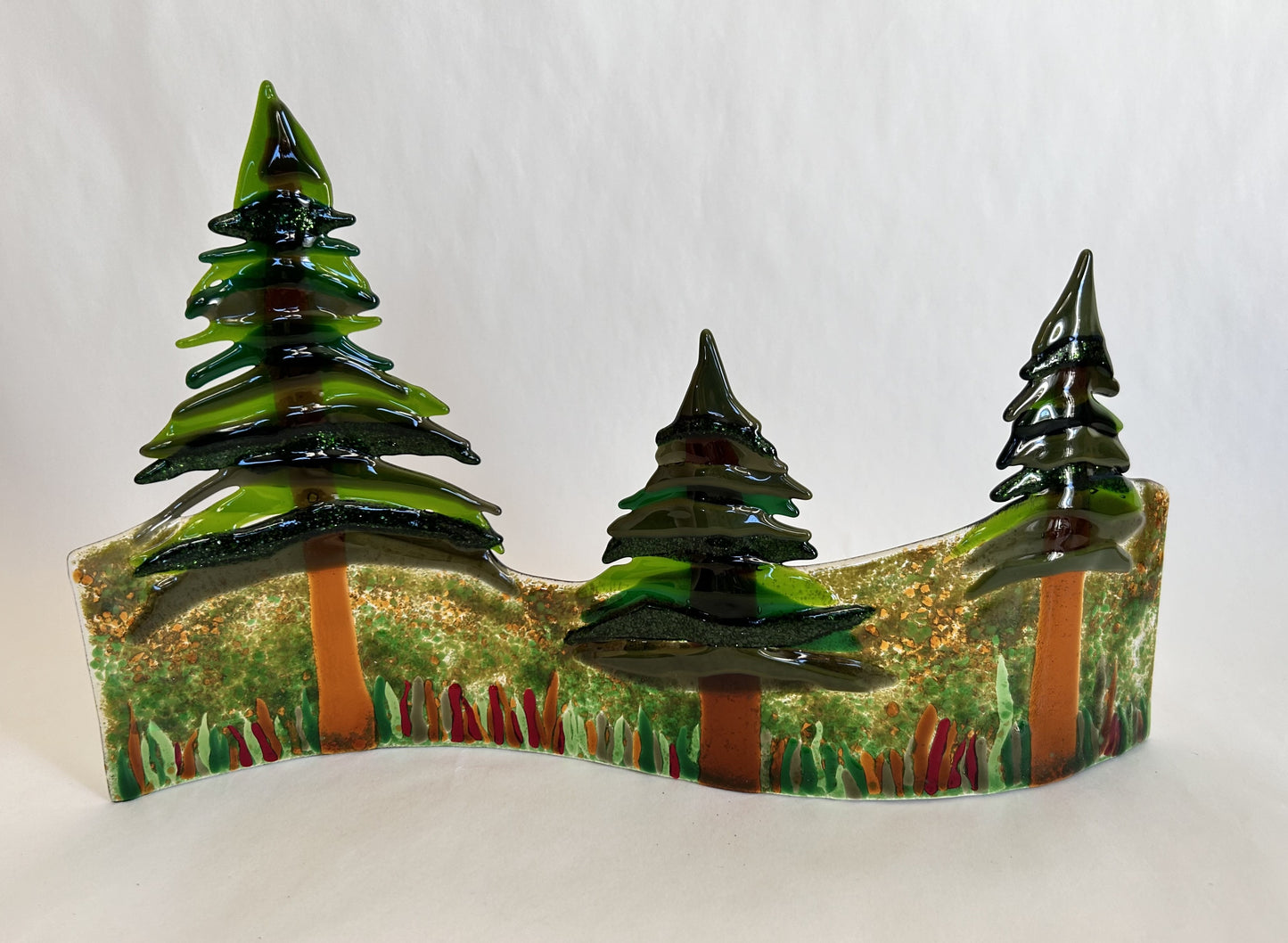 Forest scene glass wave sculpture