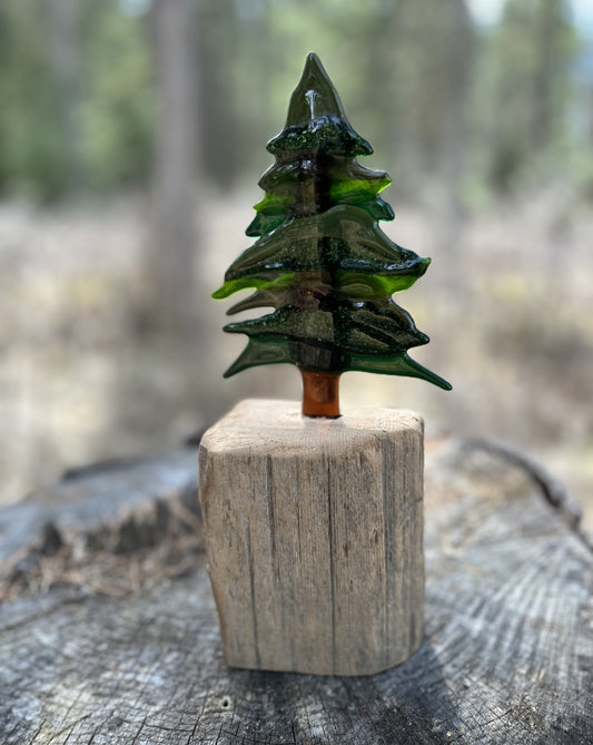 Standing glass tree sculpture