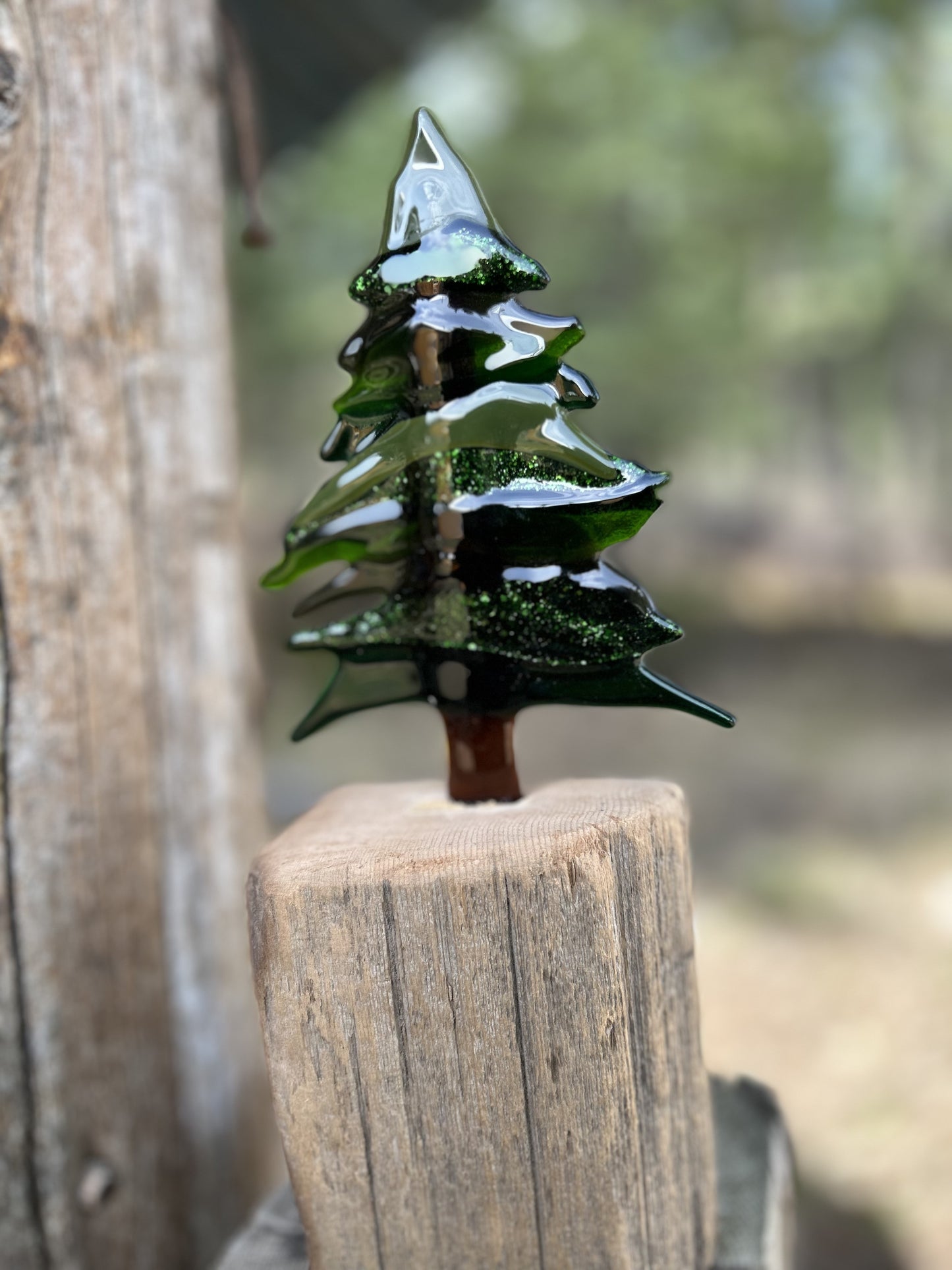 Standing glass tree sculpture